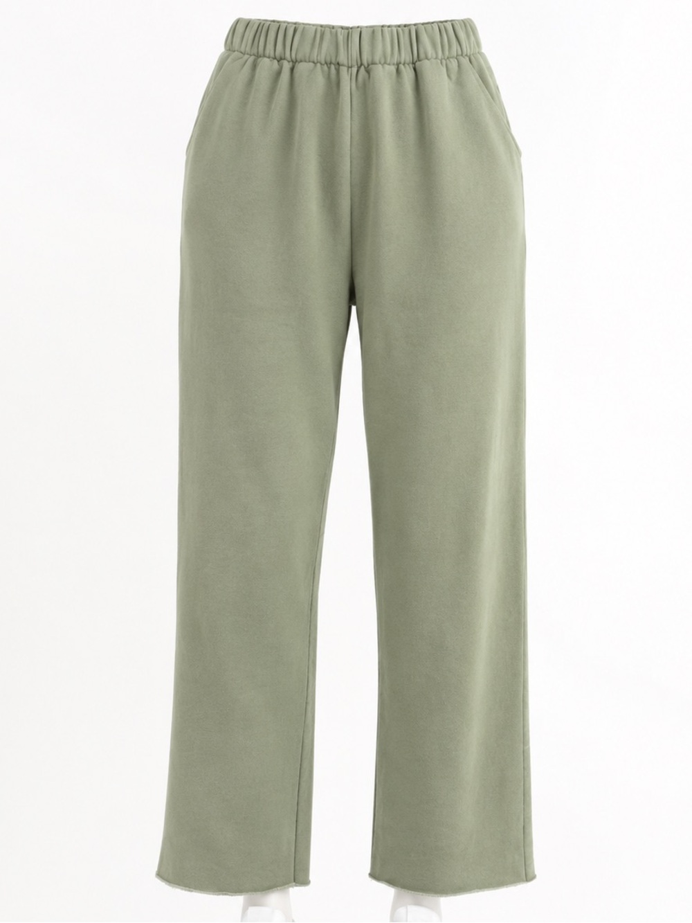 Raw Hem Relaxed Leg Fleece Sweatpants Sage Green J. Galt